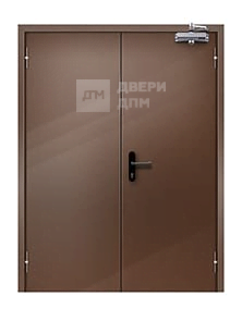Уличная дверь с МДФ коричневого цвета противопожарная ДП-024